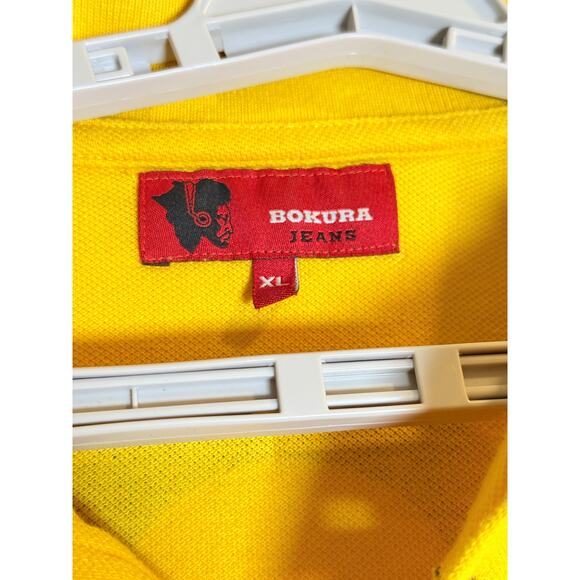 Bokura Jeans Men’s Polo Yellow Size M Cotton Shirt – Number 2 Graphic - Picture 5 of 6